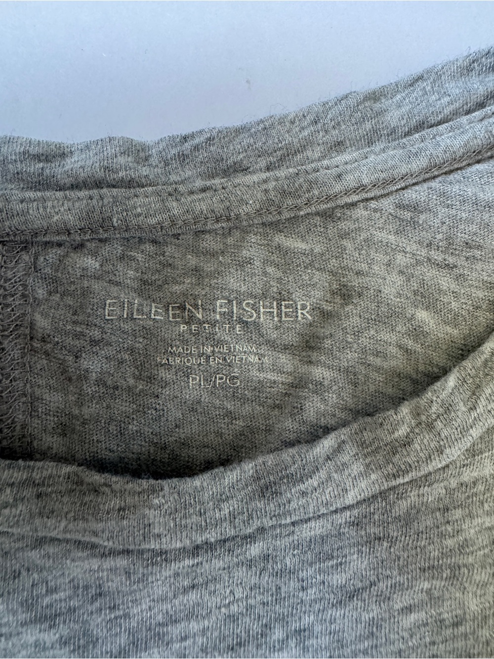 Eileen Fisher Organic Cotton Gray Short Sleeve Crewneck Tee Size Petite Large - Picture 3 of 6